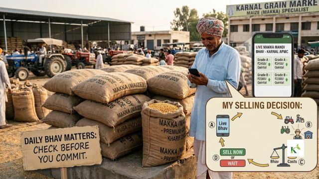 A farmer checking maize prices